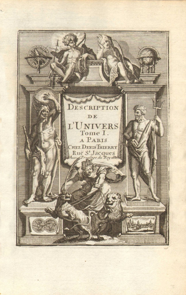 MALLET TITLE PAGE VOLUME 1. 'Description de l'Univers'. MALLET 1683 old print